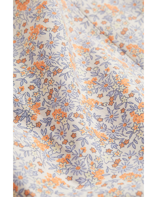 H&M H&m+ Cotton A-line Dress Orange/small Flowers