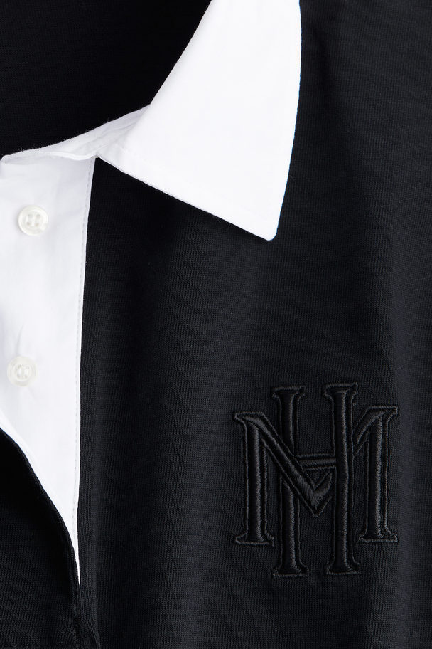 H&M Collared Jersey Dress Black
