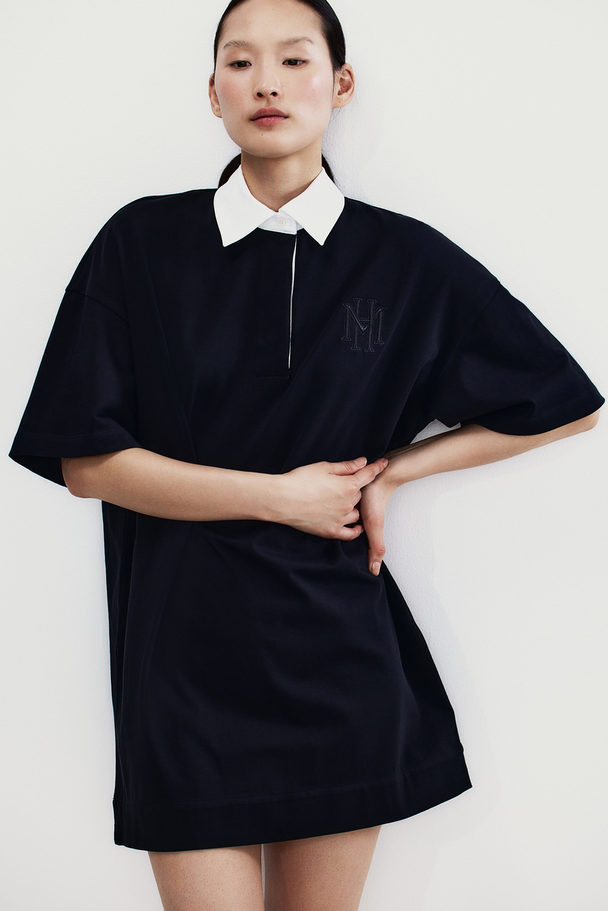 H&M Collared Jersey Dress Black