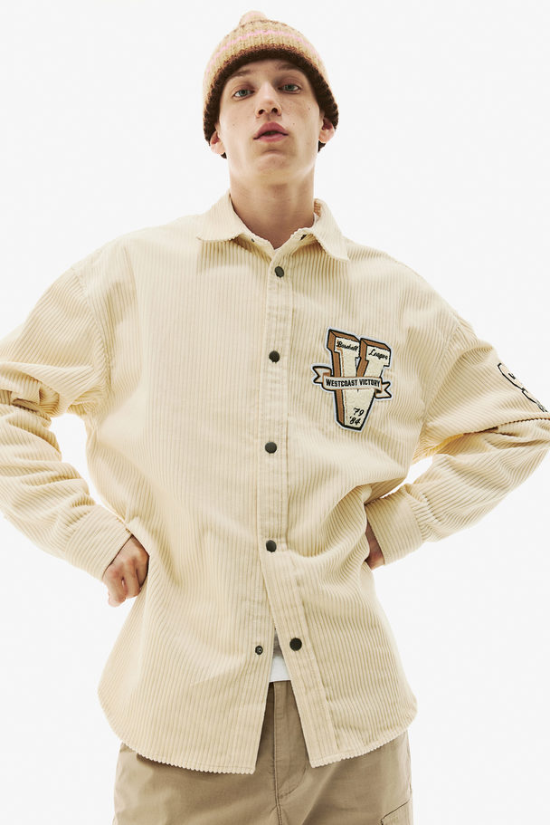 H&M Oversized Fit Overshirt I Cord Lys Beige/westcoast Victory