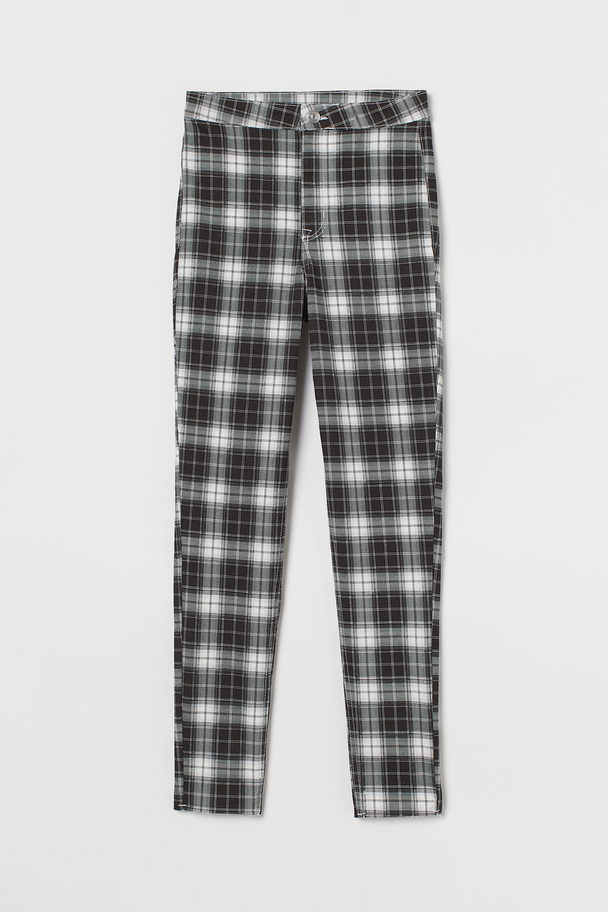 H&M Twill Trousers Black/white Checked