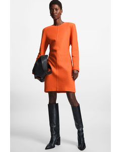 Long-sleeved Knee-length Dress Orange