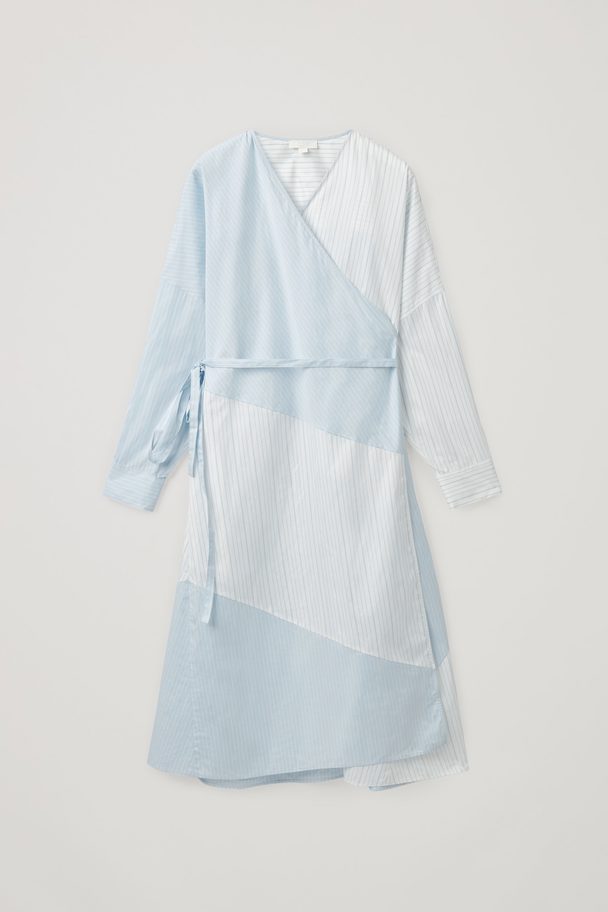 COS Striped Wrap Dress White / Blue
