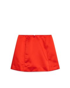 Satin Mini Skirt Bright Red
