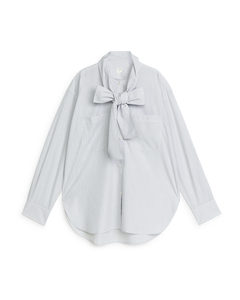 Cotton Bow Shirt White/blue