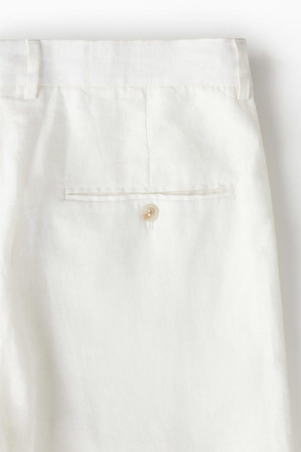 H&M Relaxed Fit Linen Suit Trousers White
