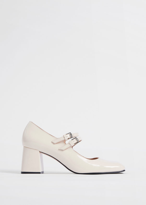 & Other Stories Patent Leather Mary Jane Pumps Cream