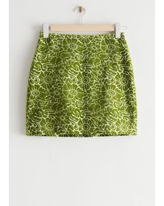 Straight Mini Skirt Green Velvet