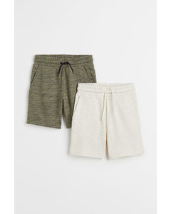 2-pack Sweatshirt Shorts Light Grey Marl/khaki Green