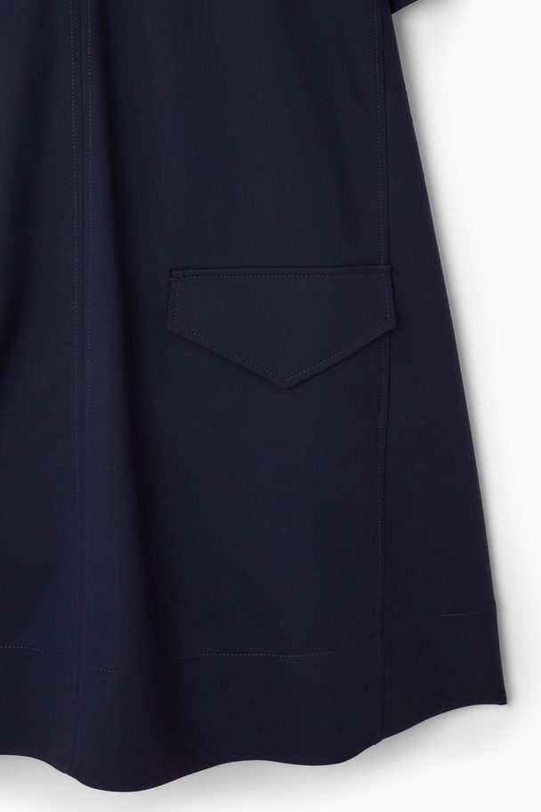 COS Oversized Wool-blend Utility Mini Dress Navy