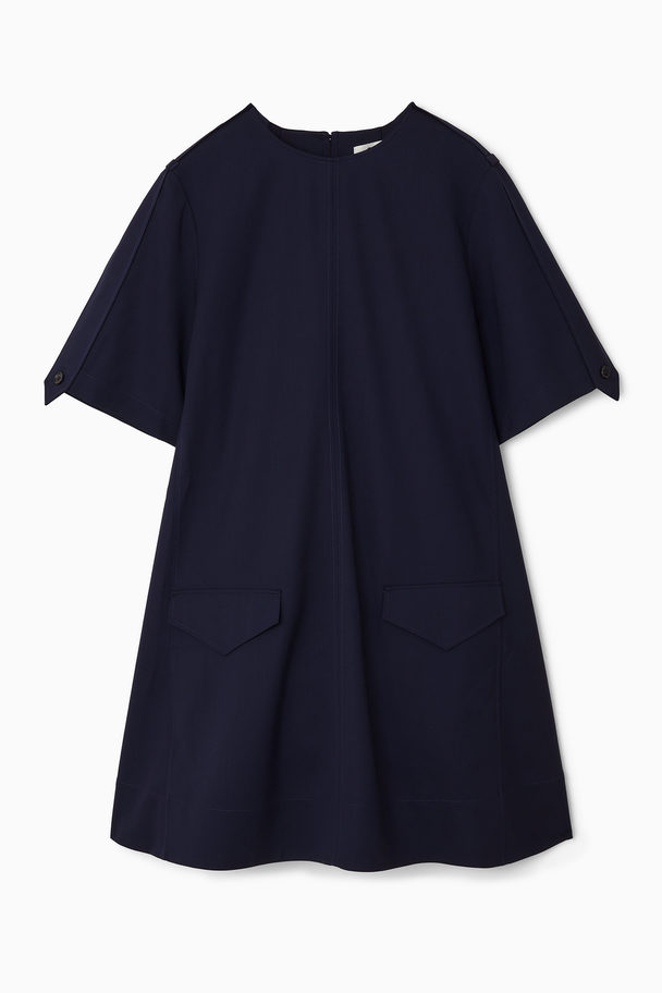 COS Oversized Wool-blend Utility Mini Dress Navy