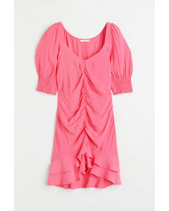 Puff-sleeved Dress Pink