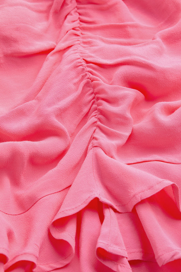 H&M Puff-sleeved Dress Pink