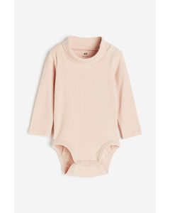 2-pack Ribbed Polo-neck Bodysuits Powder Pink