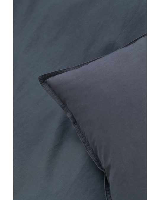 H&M HOME Washed Cotton Duvet Cover Set Anthracite Grey