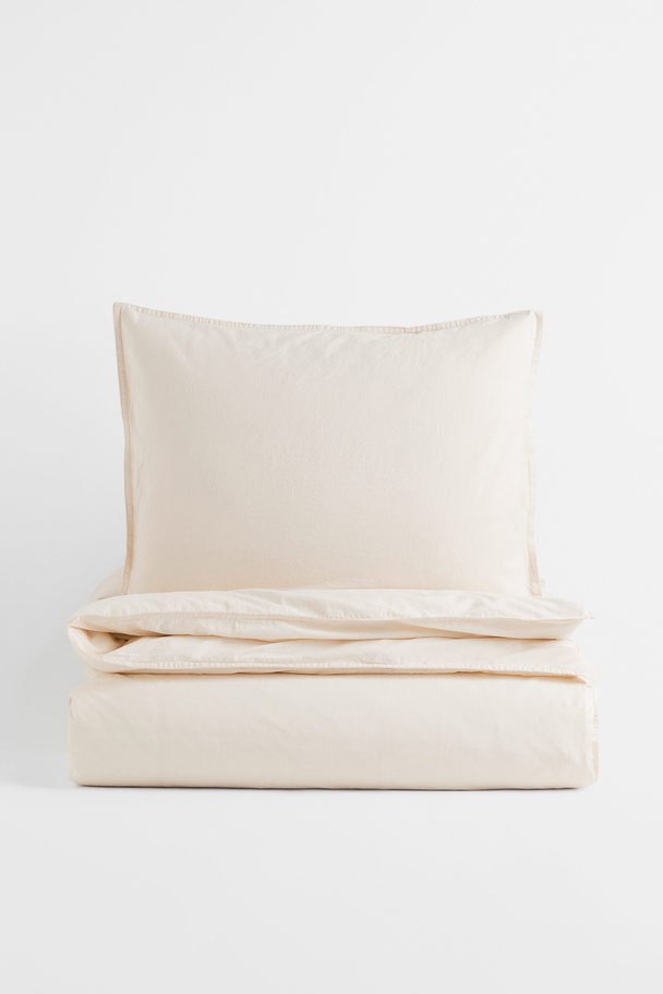 H&M HOME Dekbedset Van Gewassen Katoen Lichtbeige