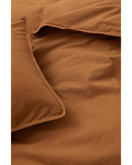 H&M HOME Washed Cotton Duvet Cover Set Light Brown