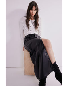 Coated Midi Skirt Black