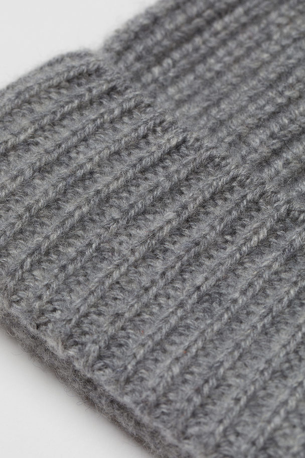 H&M Rib-knit Cashmere Hat Grey Marl