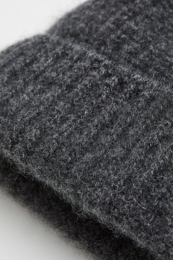 H&M Rib-knit Cashmere Hat Dark Grey