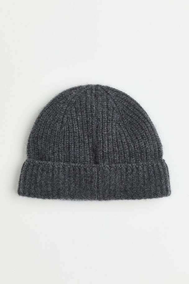 H&M Rib-knit Cashmere Hat Dark Grey