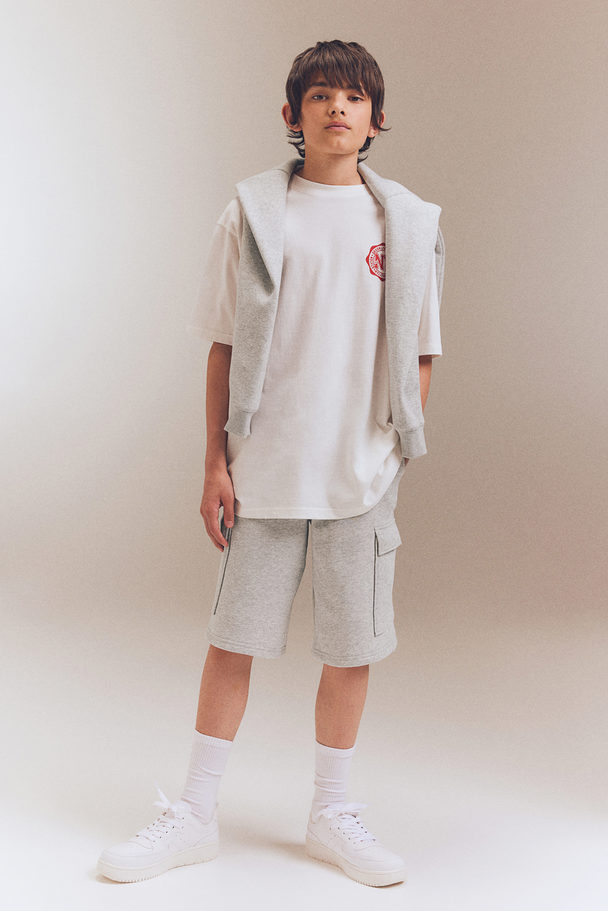 H&M Cargo Sweatshorts Light Grey Marl