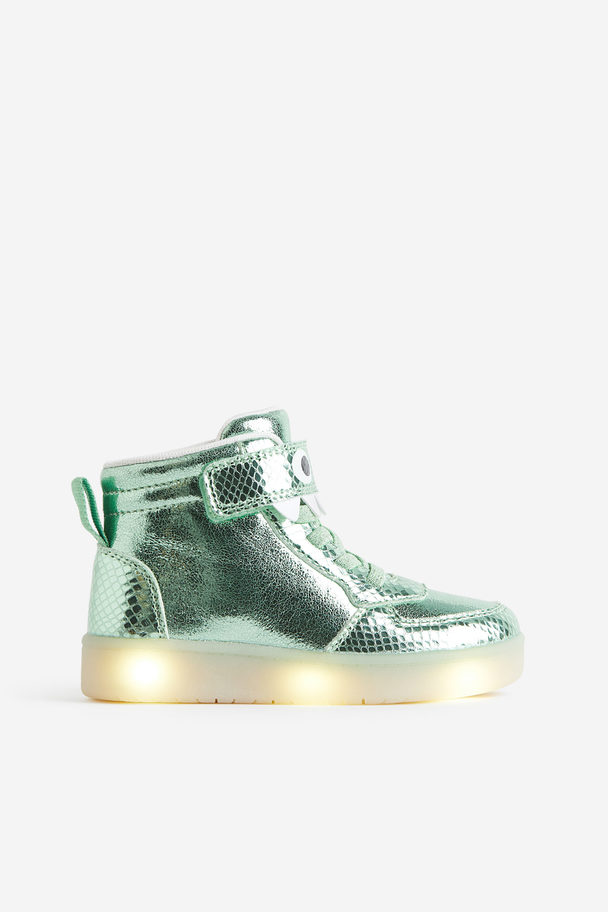 H&M Ankelhøye Sneakers Med Blink Grønn