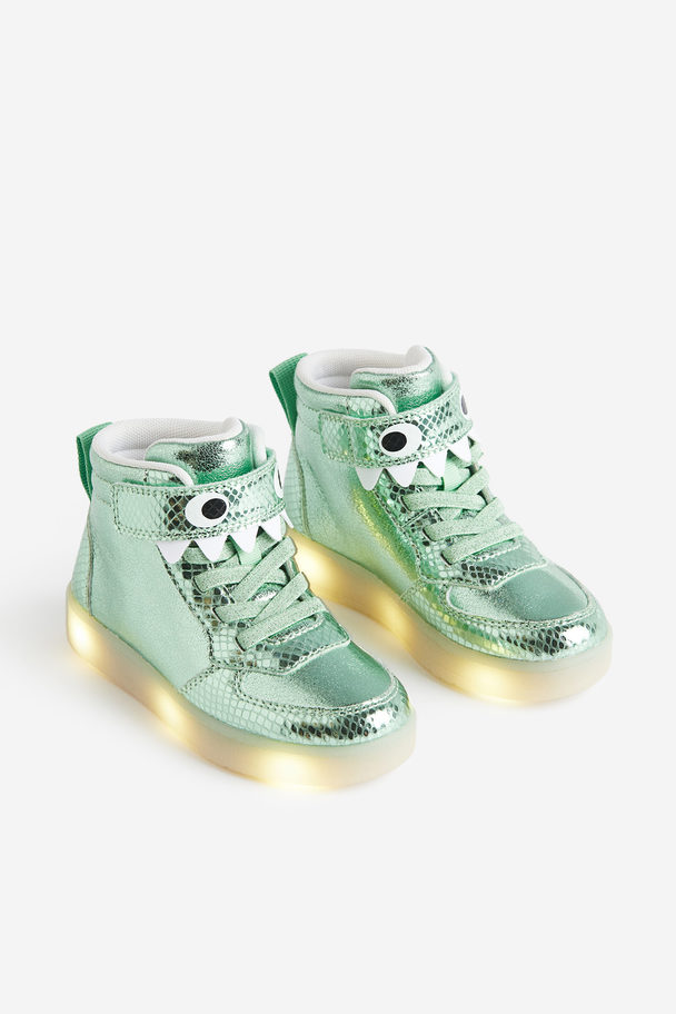H&M Ankelhøye Sneakers Med Blink Grønn
