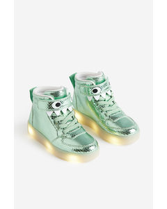 Ankelhøye Sneakers Med Blink Grønn