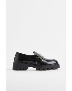 Chunky Leather Loafers Black