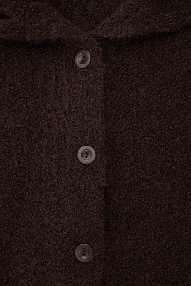 COS Spread-collar Textured Alpaca Cardigan Dark Brown