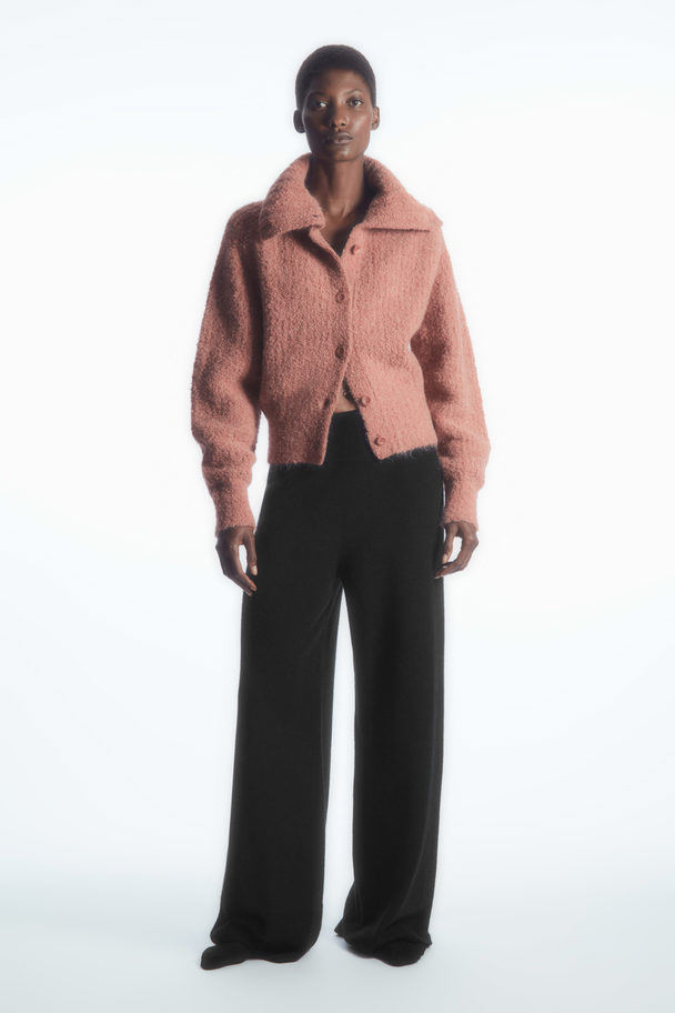 COS Spread-collar Textured Alpaca Cardigan Pink