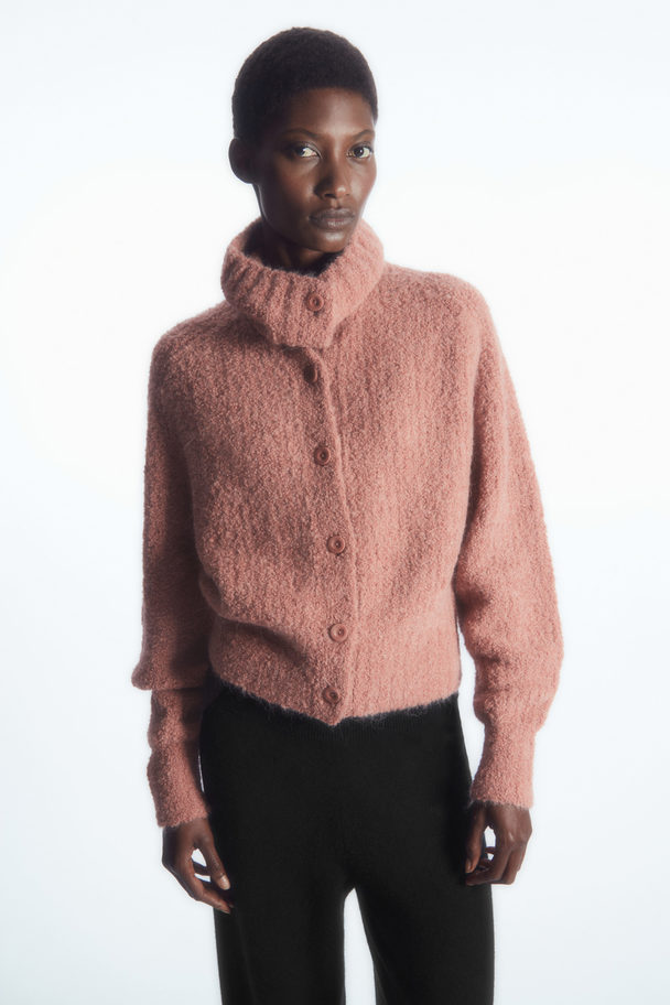 COS Spread-collar Textured Alpaca Cardigan Pink