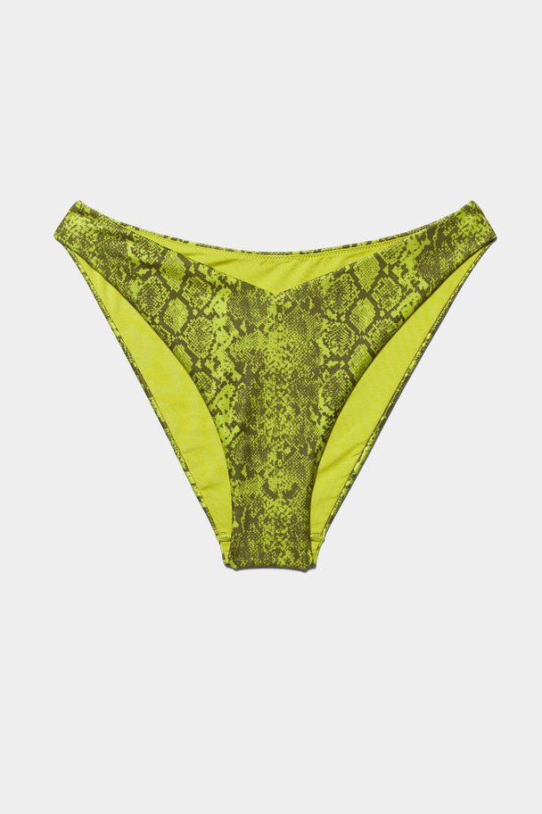 Weekday Lavtaljede Bikinitrusser Med Print Chartreuse Slange