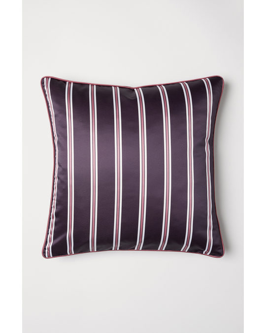 H&M HOME Satin Cushion Cover Dark Purple/striped