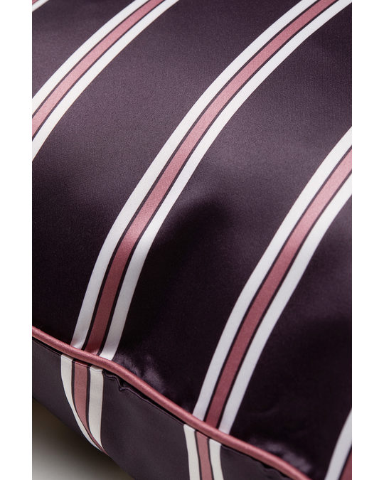 H&M HOME Satin Cushion Cover Dark Purple/striped