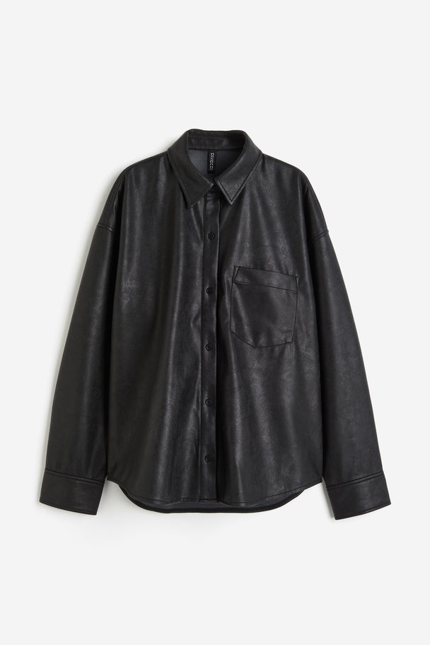 H&M Oversized Coated Shirt Black