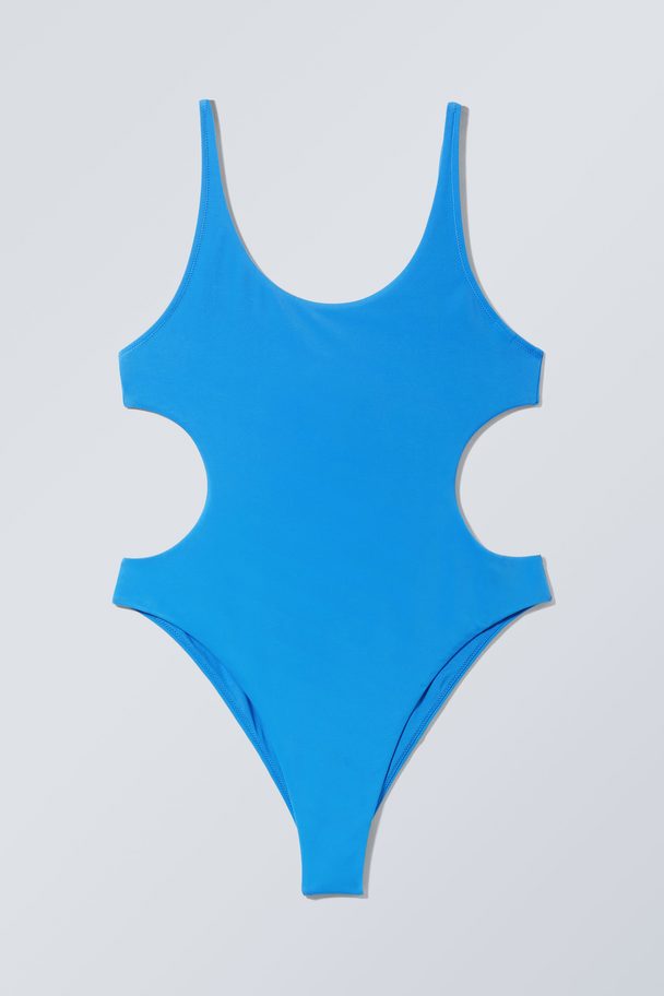 Weekday Side Cut Out Swimsuit  Blue