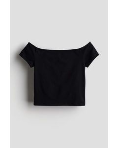 Off-Shoulder-Shirt aus Jersey Schwarz