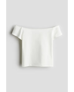 Tricot Off-the-shouldertop Wit
