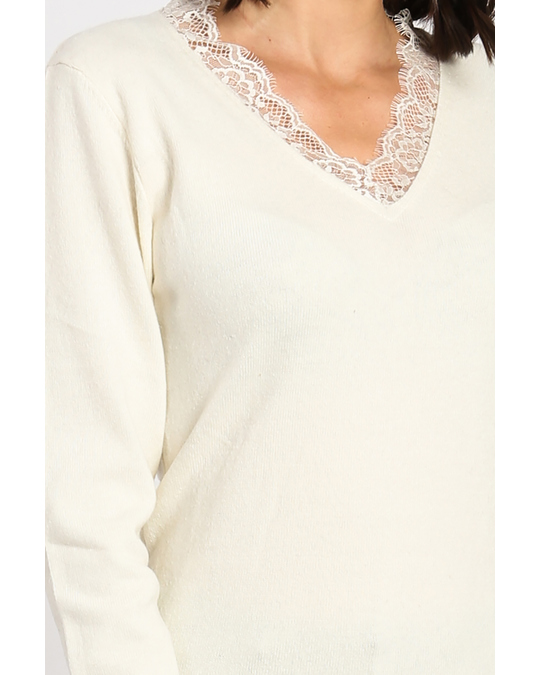 William de Faye V-neck Lace Sweater