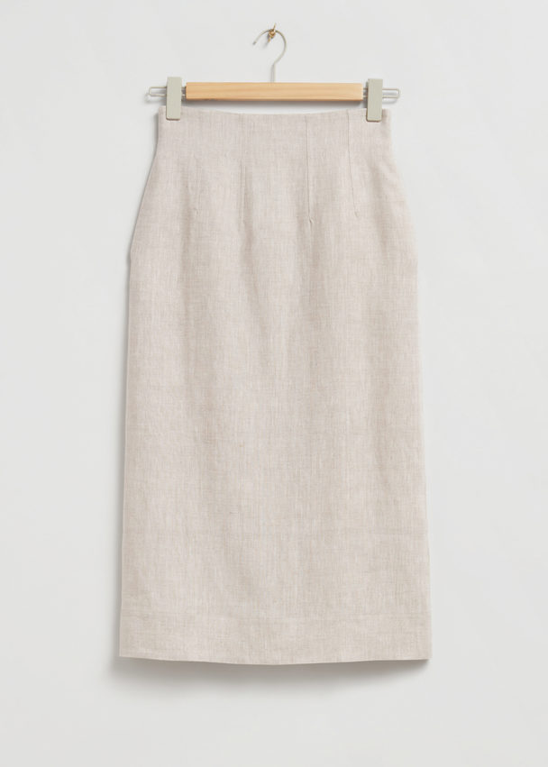 & Other Stories Corset Style Midi Skirt Dusty Beige