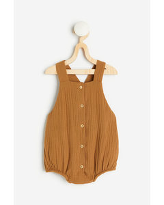 Sleeveless Cotton Romper Suit Brown