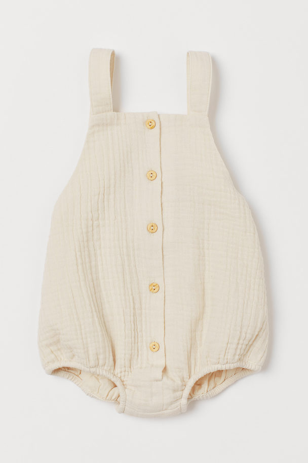 H&M Sleeveless Cotton Romper Suit Natural White