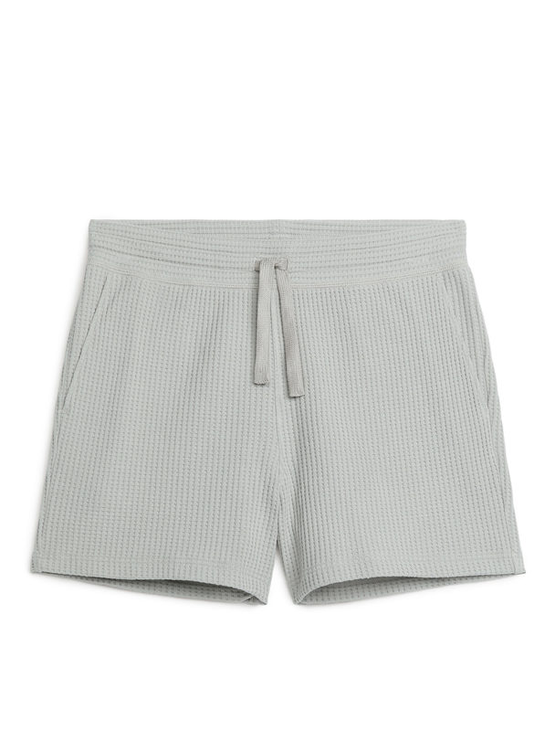 ARKET Waffle-knit Cotton Shorts Grey