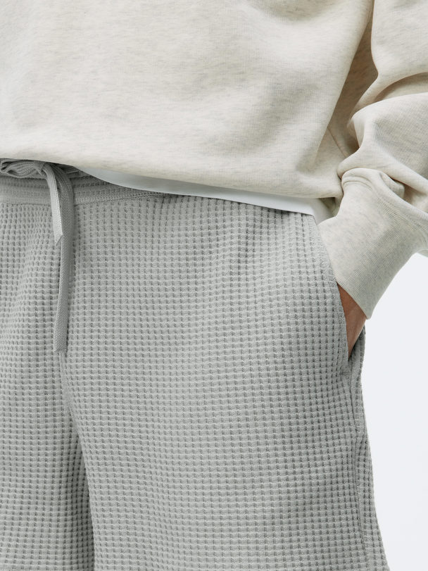 ARKET Waffle-knit Cotton Shorts Grey