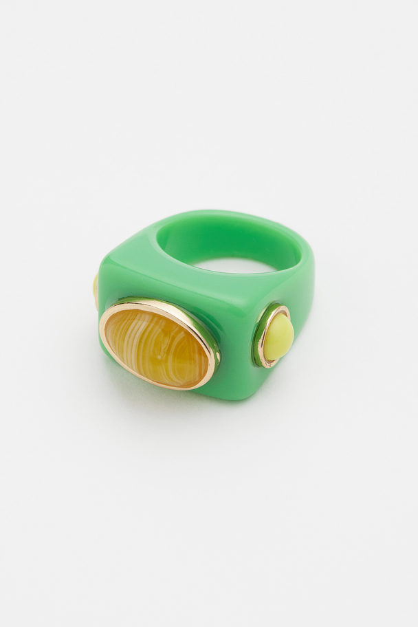 H&M Plastic Signet Ring Green