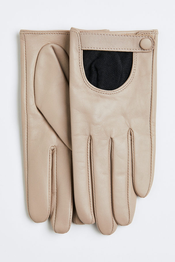 H&M Leather Gloves Beige