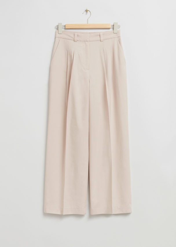& Other Stories Tailored High-waist Trousers Light Beige