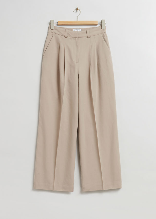 & Other Stories Tailored High-waist Trousers Beige